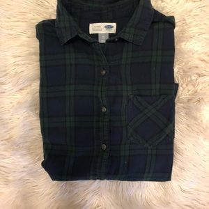 green and navy flannel